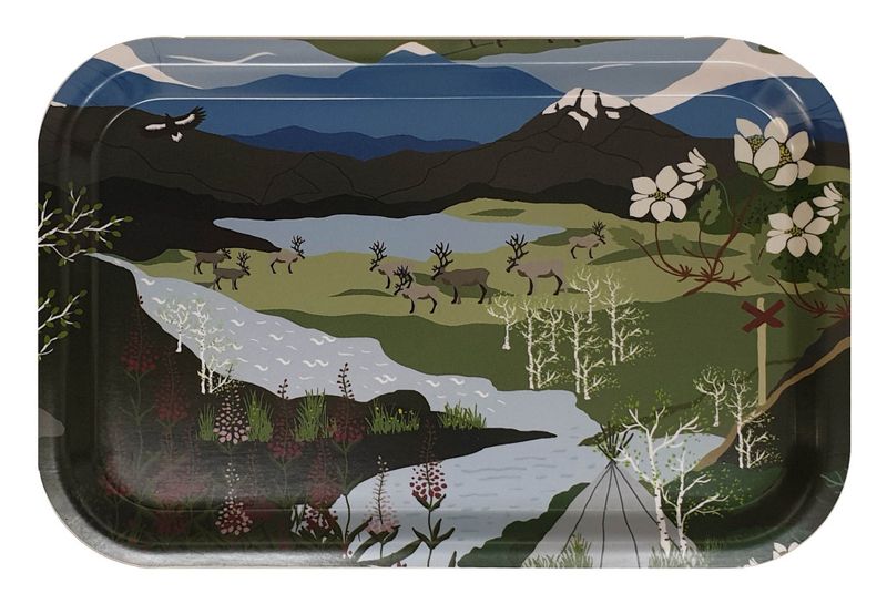 Fjällvandring grön/blå bricka Arvidssons Textil