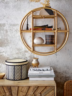 Korg med lock Svart Palmblad Islim Set om 3 | Bloomingville