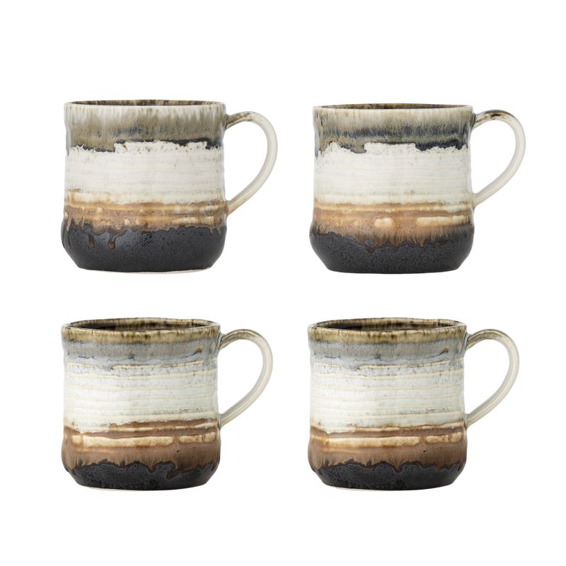 Bloomingville Deana Mugg, Brun, Stengods Ø8,5xH9 cm, Set om 4
