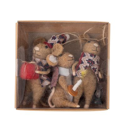 Prydnad Brun Ull Peo Set om 3 | Bloomingville