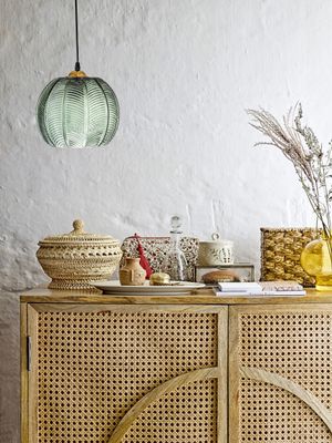 Bloomingville Adar Pendellampa, Grön, Glas Ø22xH20 cm