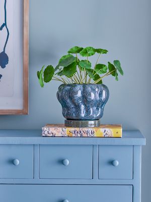 Kruka med fat Blå Stengods Hollis | Bloomingville