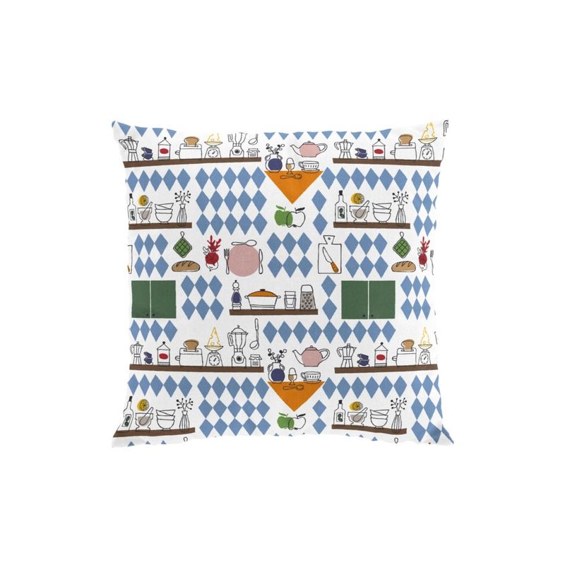 Köket blå/grön kuddfodral Arvidssons Textil