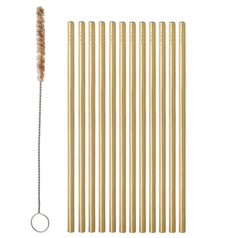 Sugrör och borste Guld Rostfritt stål Mendi Pack of 12 | Bloomingville