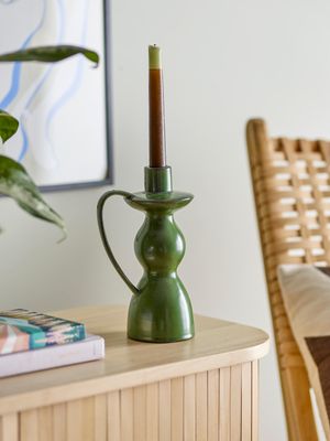 Ljusstake Grön Stengods Fija | Bloomingville