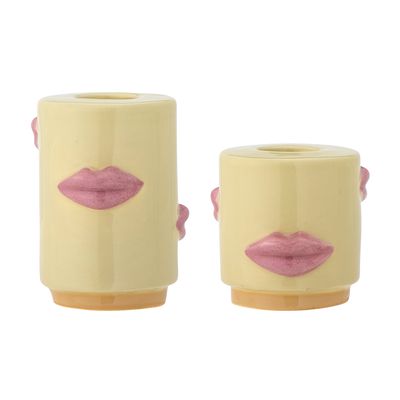 Ljusstake Gul Stengods Sassy Set om 2 | Bloomingville