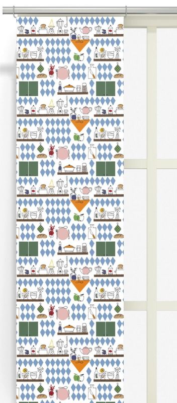 Köket blå/grön panelgardin 2 pack Arvidssons Textil
