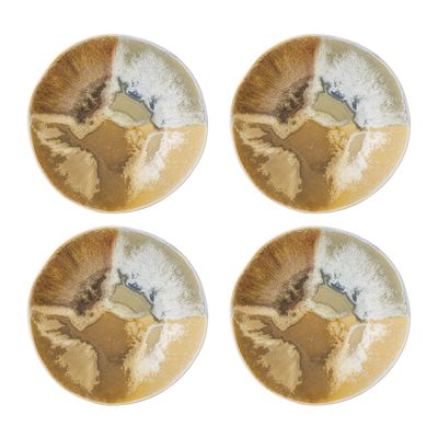 Bloomingville Lacey Skål, Gul, Stengods Ø21xH6 cm, Set om 4