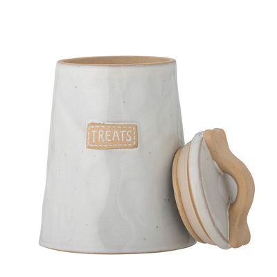 Burk med lock Vit Stengods Bandit | Bloomingville
