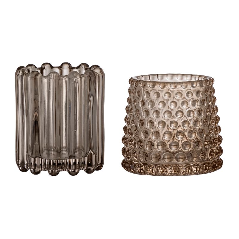 Värmeljushållare Brun Glas Rosslin Set om 2 | Bloomingville