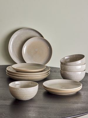 Taupe Serveringsset Grå Stengods Ø13 cm Set om 4x3 Bloomingville