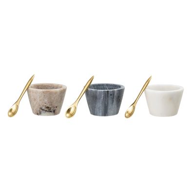 Saltburk med sked Vit Marmor | Bloomingville Creative