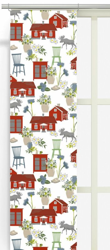 Strövtåg offwhite/röd panellängd 2 pack Arvidssons Textil