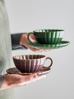 Kopp med fat Grön Stengods Latina | Bloomingville