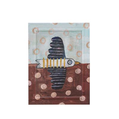 Bloomingville Brett Birdy Illustration Med Ram, Blå, Granträ L22,5xH30xW2 cm