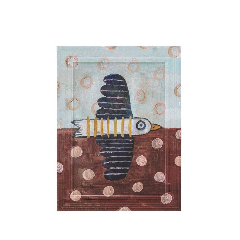 Bloomingville Brett Birdy Illustration Med Ram, Blå, Granträ L22,5xH30xW2 cm