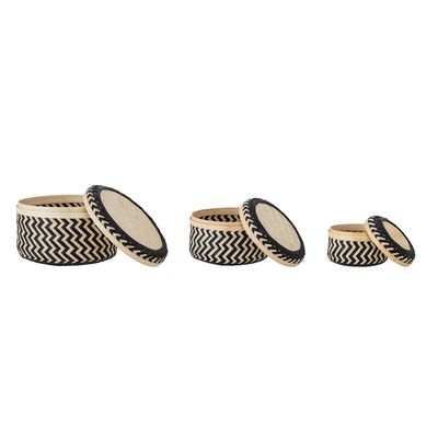 Korg med lock Svart Bambu Jacob Set om 3 | Bloomingville