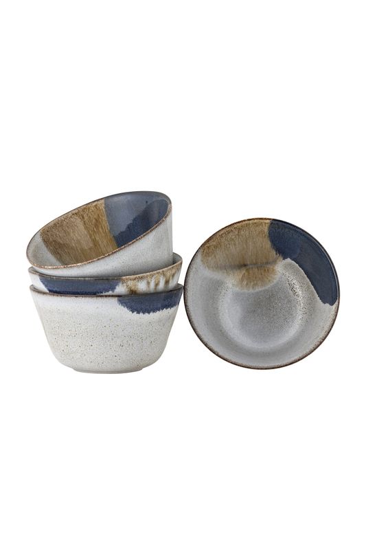 Bloomingville Jules Skålset, Blå, Stengods Ø13xH6 cm, Set om 4