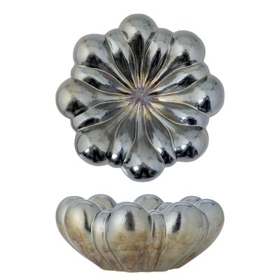 Bloomingville Sheeran Skål, Silver, Stengods Ø31,5xH14 cm