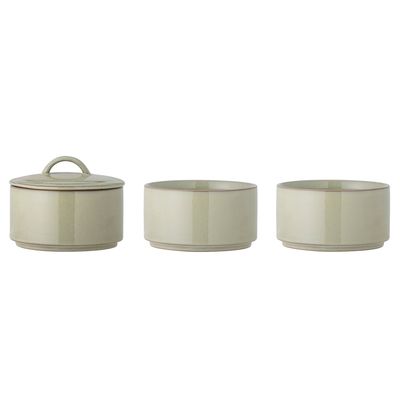 Burk med lock Grön Stengods | Bloomingville Creative