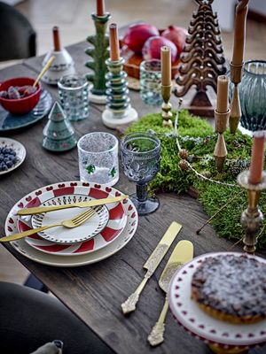 Bloomingville Jolly Jul Tallriksset, Multi, Stengods Ø16xH3 cm, Set om 6