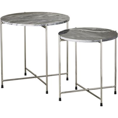 Lene Bjerre Marmilla Sidobord Mörkgrå Travertin