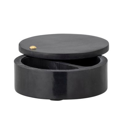 Burk med lock Svart Täljsten Manja | Bloomingville