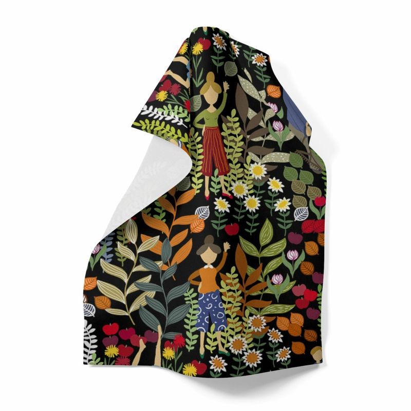 Trädgård svart/orange handduk Arvidssons Textil