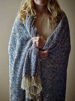 Bloomingville Ocean Pläd, Blå, Polyester L160xW130 cm