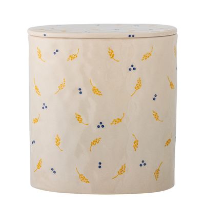 Burk med lock Vit Stengods Pippine | Bloomingville