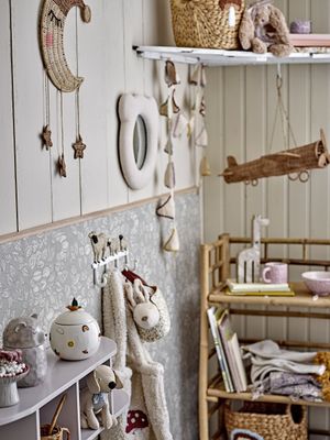 Bloomingville Baily Väggspegel, Vit, Polyester Ø33xH4 cm