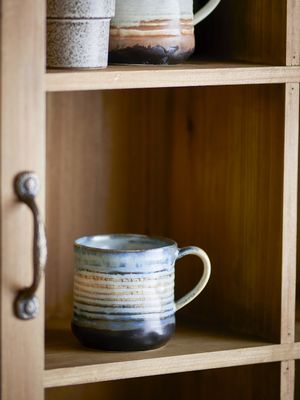 Bloomingville Deana Mugg, Blå, Stengods Ø8,5xH9 cm, Set om 4