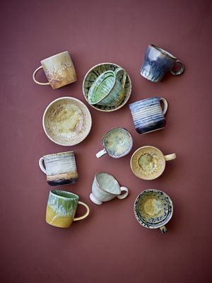 Bloomingville Deana Mugg, Blå, Stengods Ø8,5xH9 cm, Set om 4