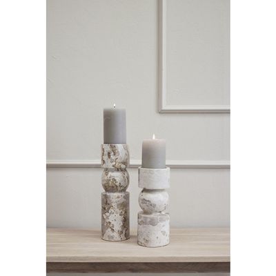 Lene Bjerre Ellia Ljusstake Linne Marmor H23 cm