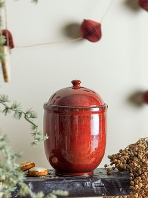 Burk med lock Röd Stengods Jenifer | Bloomingville
