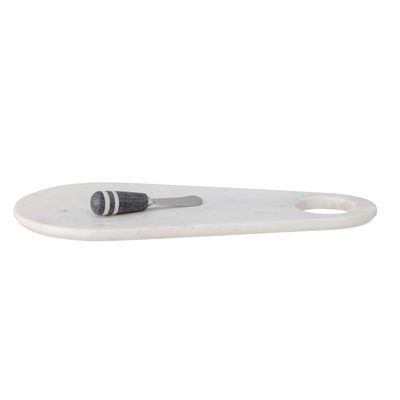 Serveringsbräda med kniv Vit Marmor Abrielle Set om 2 | Bloomingville