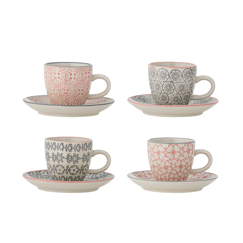 Espressokopp med fat Rosa Stengods Ccile 4-pack | Bloomingville