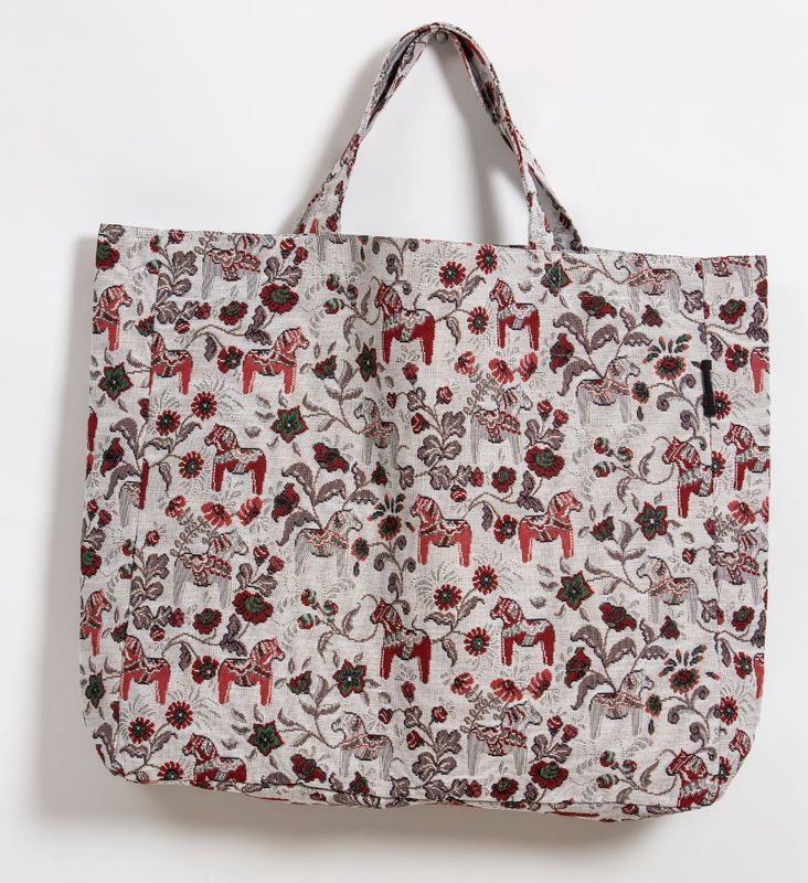 Leksand Mini jacquard offwhite/röd kasse Arvidssons Textil