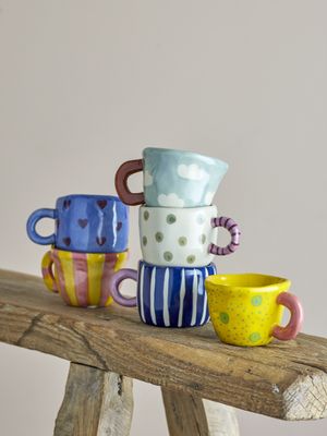 Nini Cup, Multipack Blå Stengods Ø7.5 cm Set om 6 Bloomingville