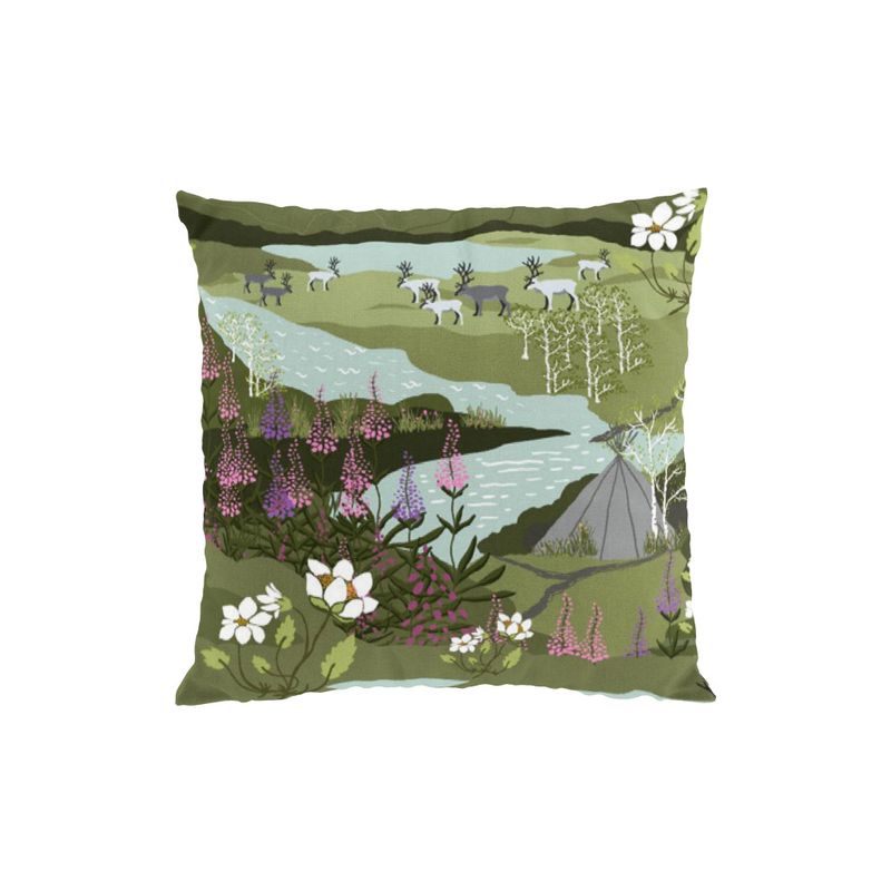 Fjällvandring grön/turkos kuddfodral Arvidssons Textil