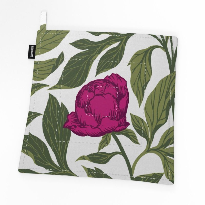 Pion cerise/grön grytlapp Arvidssons Textil