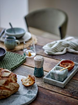 Saltburk med sked Grön Marmor Noriko Set | Bloomingville
