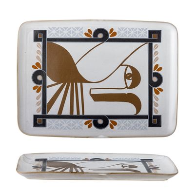 Bloomingville Rudaur Serveringstallrik, Blå, Stengods L37,5xH2xW27 cm