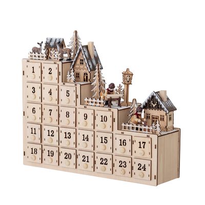 Kalender med ljus Natur Plywood Richie | Bloomingville