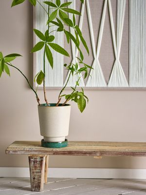 Kruka med fat Natur Stengods Idril | Bloomingville
