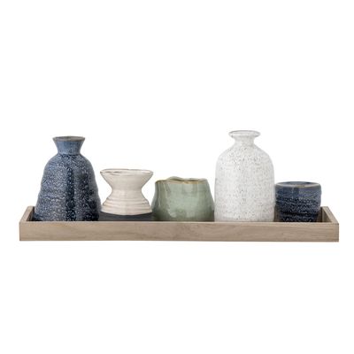 Longo Bricka med ljushållare Blå Stengods H17cm Set om 6 Bloomingville