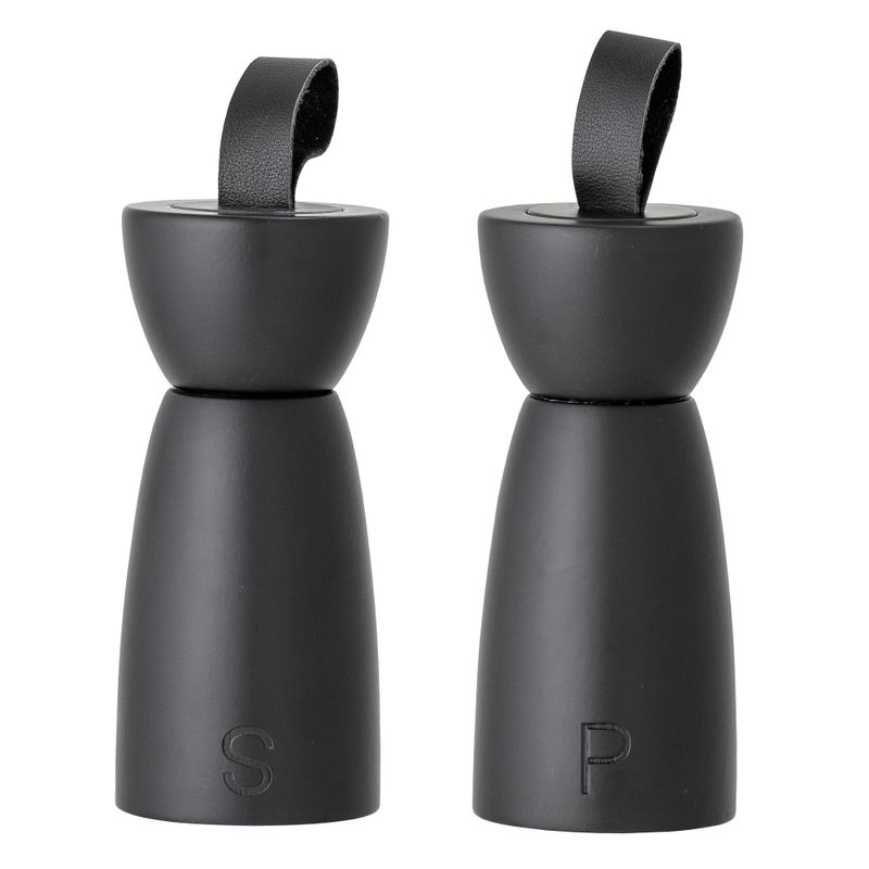 Salt- och pepparkvarn Svart Gummiträ Hanif Set | Bloomingville