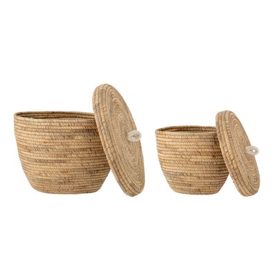 Korg med lock Natur Vattenhyacint Noi Set om 2 | Bloomingville