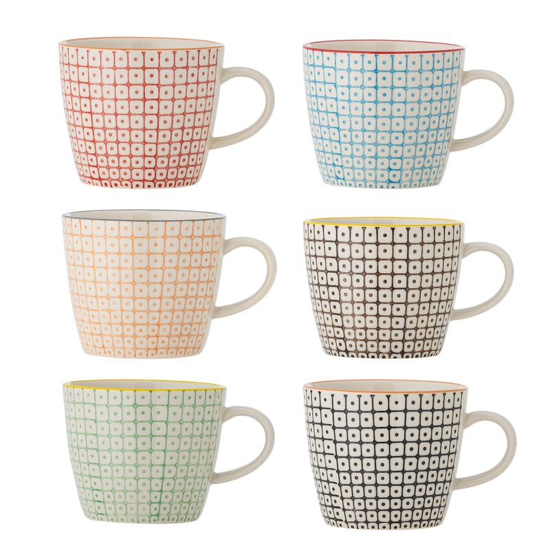 Mugg Röd Stengods Carla 6-pack | Bloomingville