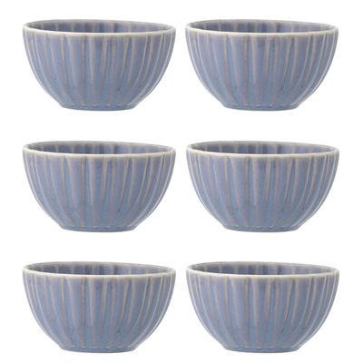 Bloomingville Latina Skålset, Blå, Stengods Ø12xH6,5 cm, Set om 6